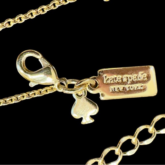 NEW Kate Spade Floral Rhinestone Gold Tone Necklace (15-18”) - Picture 6 of 7